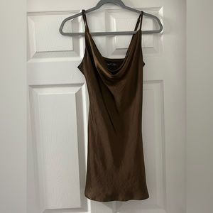 Brown Mini Dress with adjustable spaghetti straps